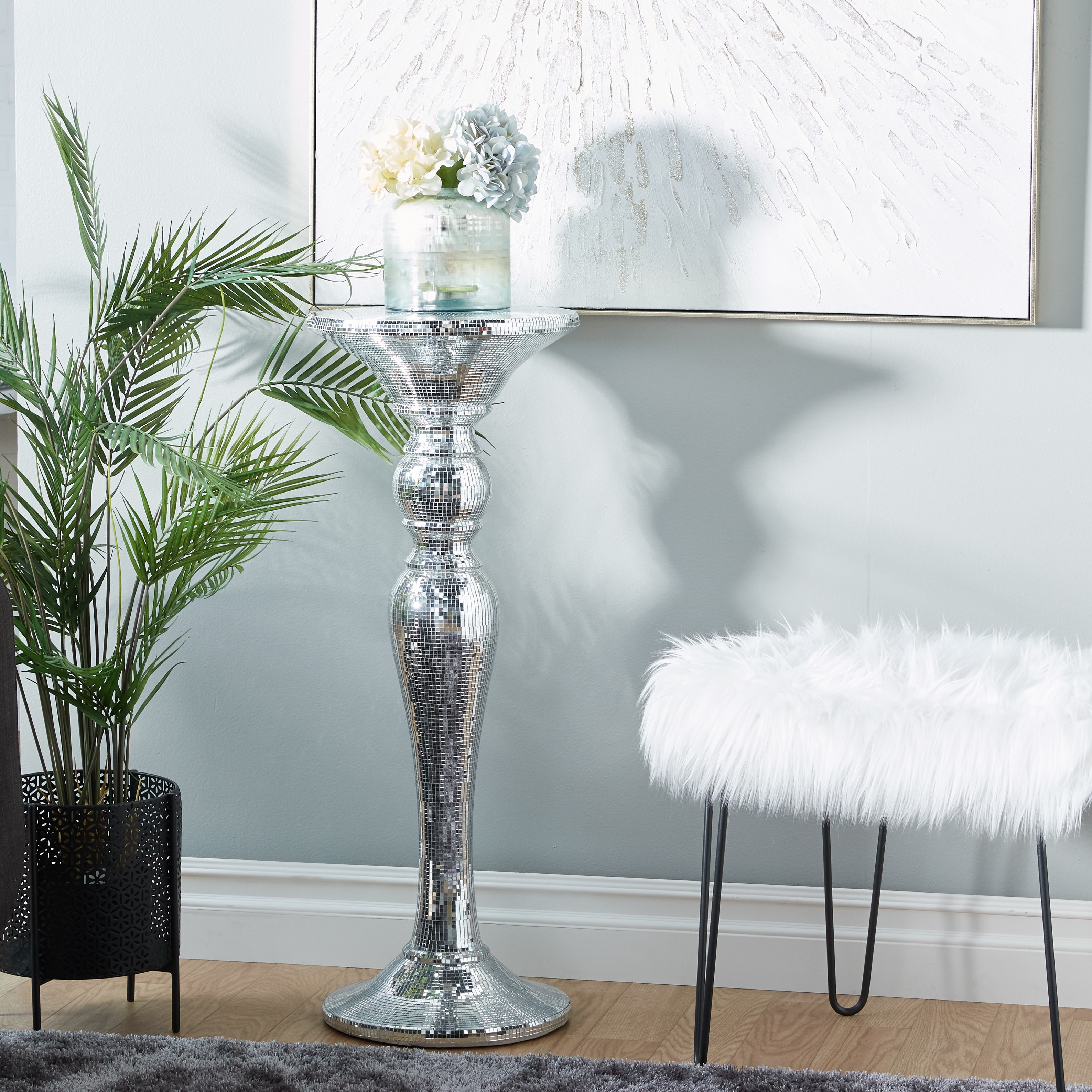 Glass pedestal side table discount