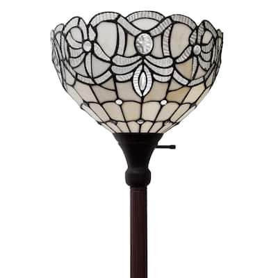 Tiffany Style White Torchiere Floor Lamp 72" Tall AM284FL12B Amora Lighting