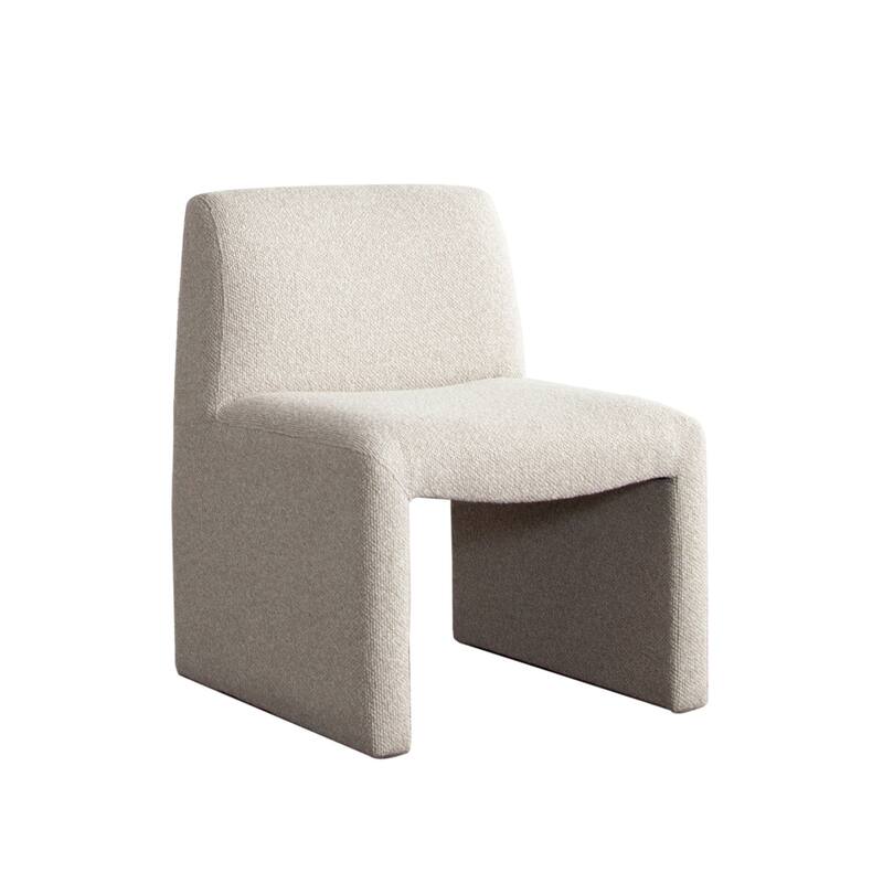 Zena Dining Side Chair, Armless Textured Wheat Brown Polyester Seat