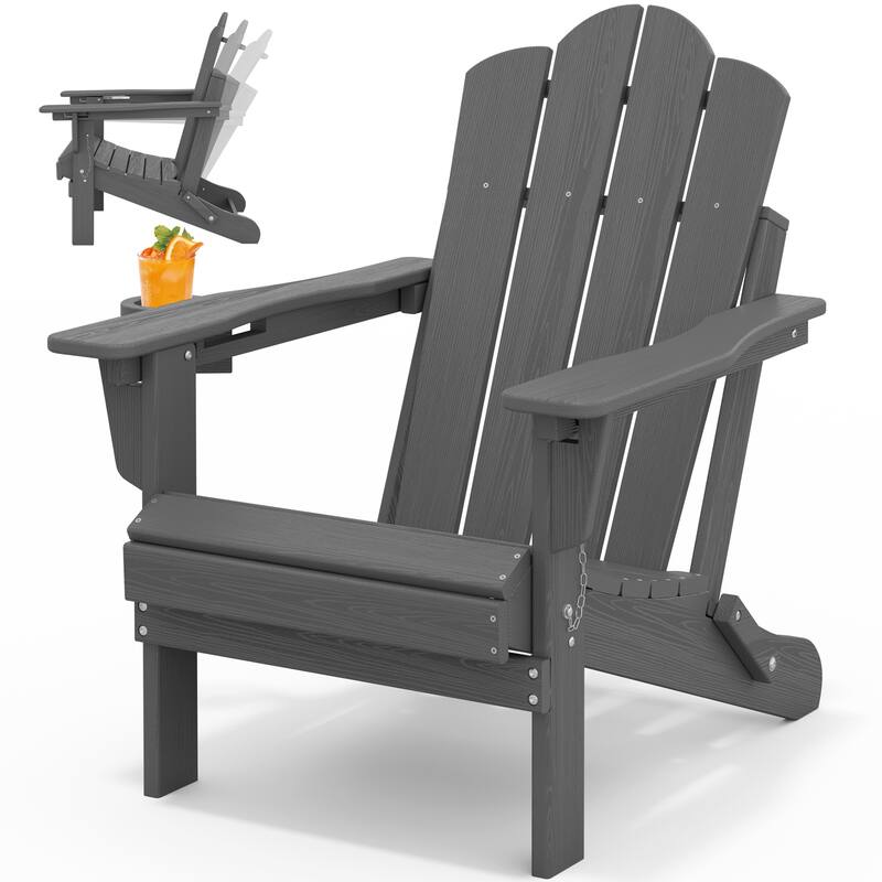 HDPE Plastic Outdoor/Indoor Adjustable Folding Adirondack Chair - Grey