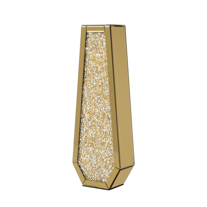 24" Gold Crystal Glass Floor Vase With Faux Crystals - 4.25