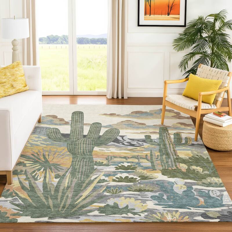 Machine Washable Indoor/ Outdoor Southwestern Mesa Chantille Rug