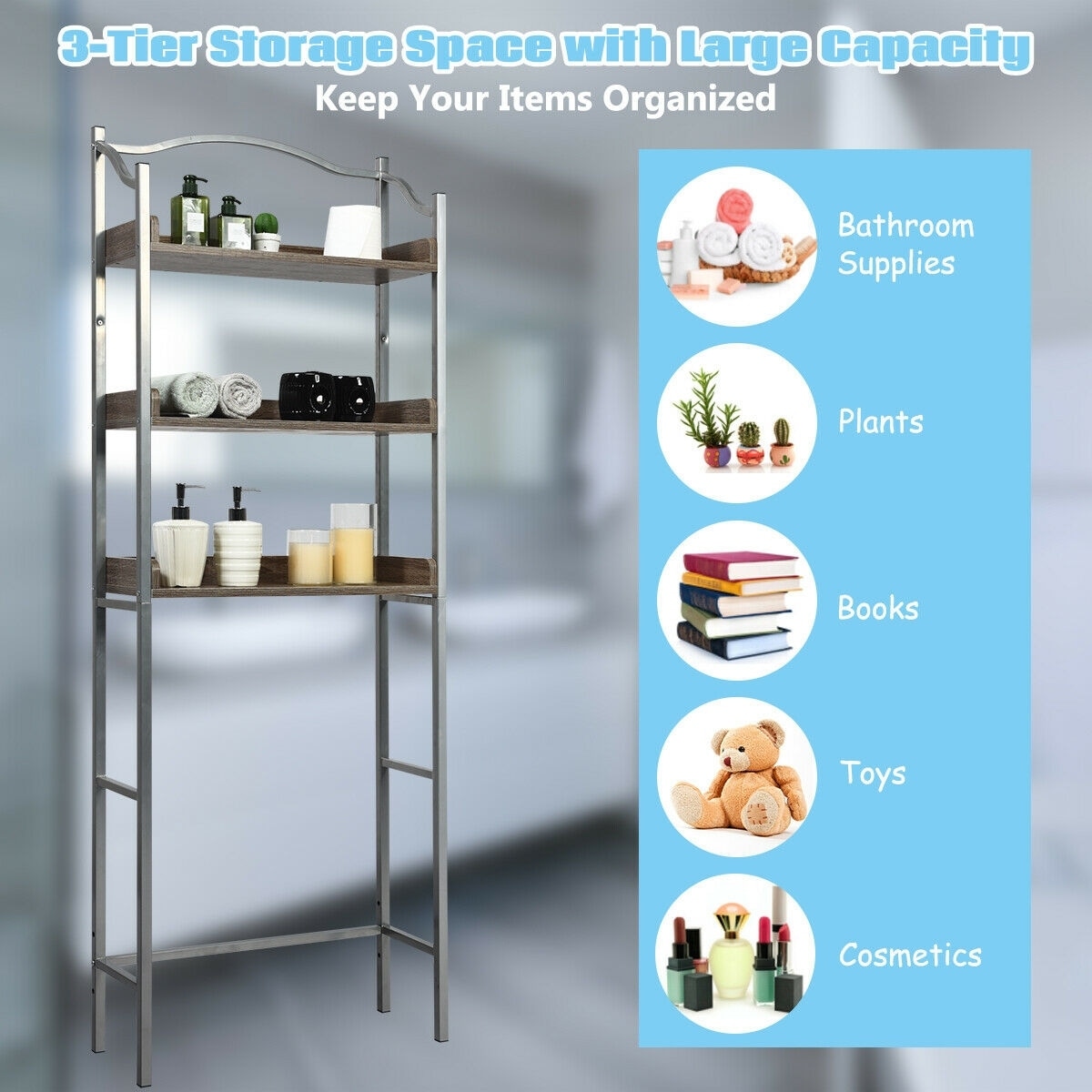 Costway 3-Tier Bathroom Shelf Bamboo Bath Storage Space Saver Organizer  Shelves Rack - Bed Bath & Beyond - 17284193