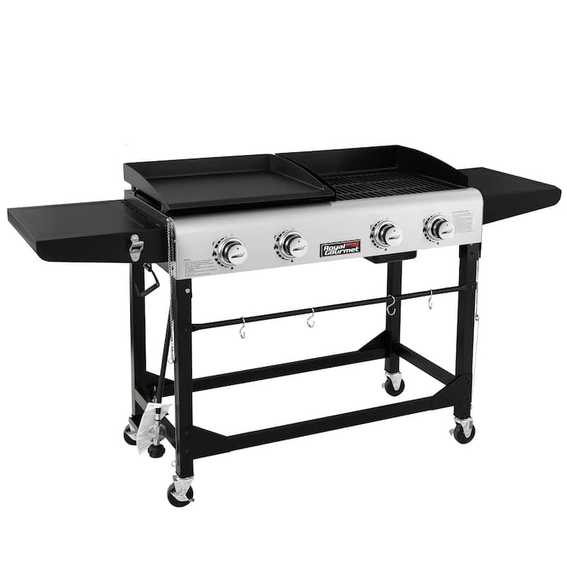 Royal Gourmet 4-Burner Gas Grill and Griddle Combo with Folding Legs