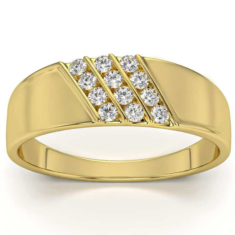 1/5Ct Multi Row Men's Diamond Polished Ring in White, Yellow, or Rose Gold