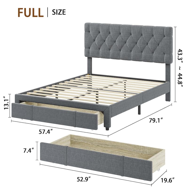 Bed Frame with 2 Storage Drawers