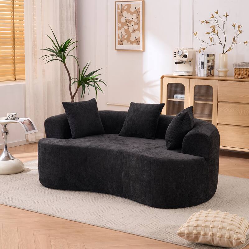 GDFStudio - Crescent-Shaped 67" Chenille Sofa with Self-Inflating Foam and Modular Design