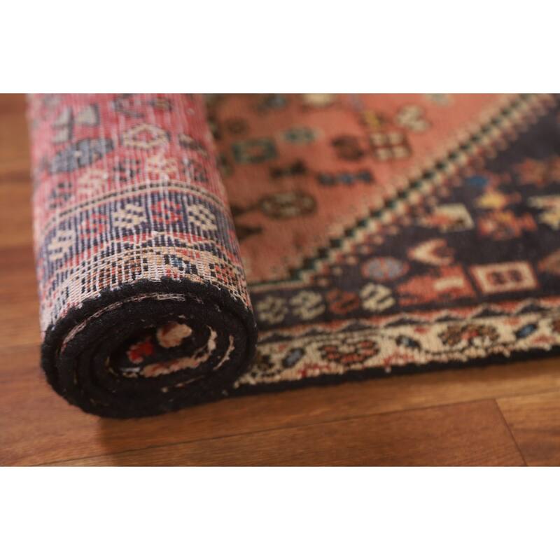 Geometric Abadeh Persian Vintage Runner Rug Handmade Wool Carpet - 2'2"x 4'8"
