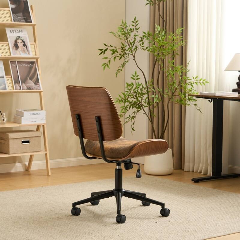 PU Trapezoid Curved Back Swivel Office Chair