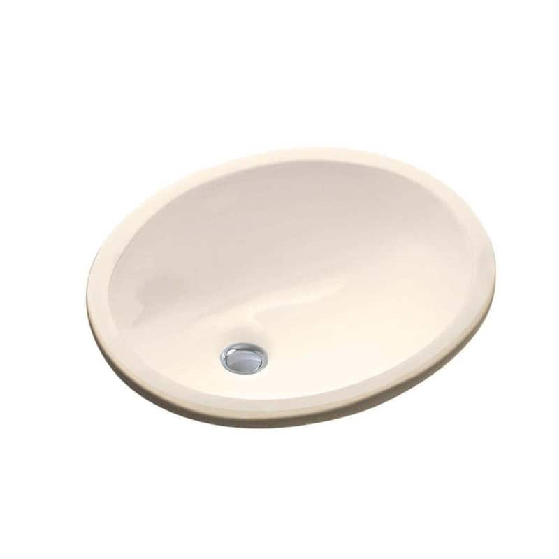 Fine Fixtures Undermount Vessel Bathroom Sink - 15" x 12" - Oval - Biscuit
