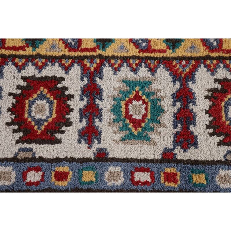 Geometric Kazak Area Rug Handmade Wool Carpet - 8'10" x 11'11"