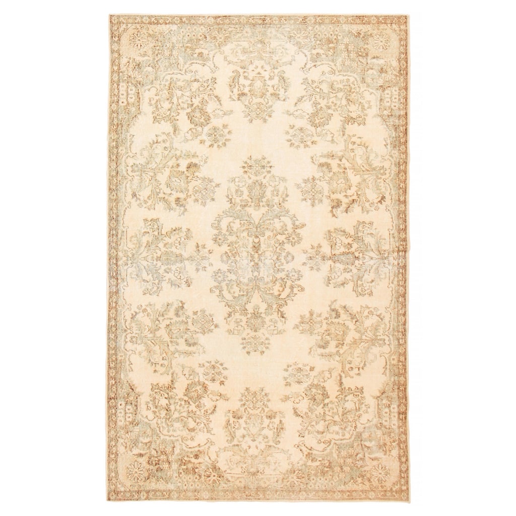 ECARPETGALLERY Hand-knotted Antalya Vintage Cream Wool Rug - 5'9 x 9'4