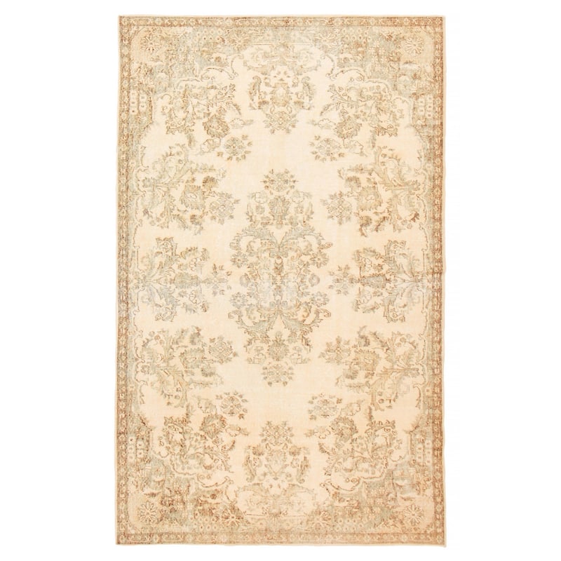 ECARPETGALLERY Hand-knotted Antalya Vintage Cream Wool Rug - 5'9 x 9'4 - Cream - 5'9 x 9'4