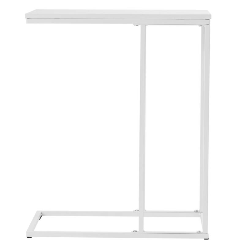 Modern C-Type Single Layer MDF Iron Rectangle Side Table - 18.9” x 11.02” x 22.83" - White