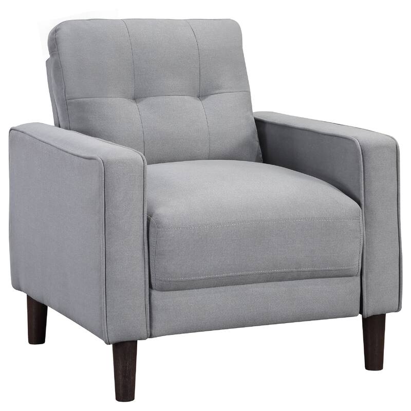 Bow 3pc Sofa Set with Track Arms and Tapered Legs, Gray Grid Tufted Fabric