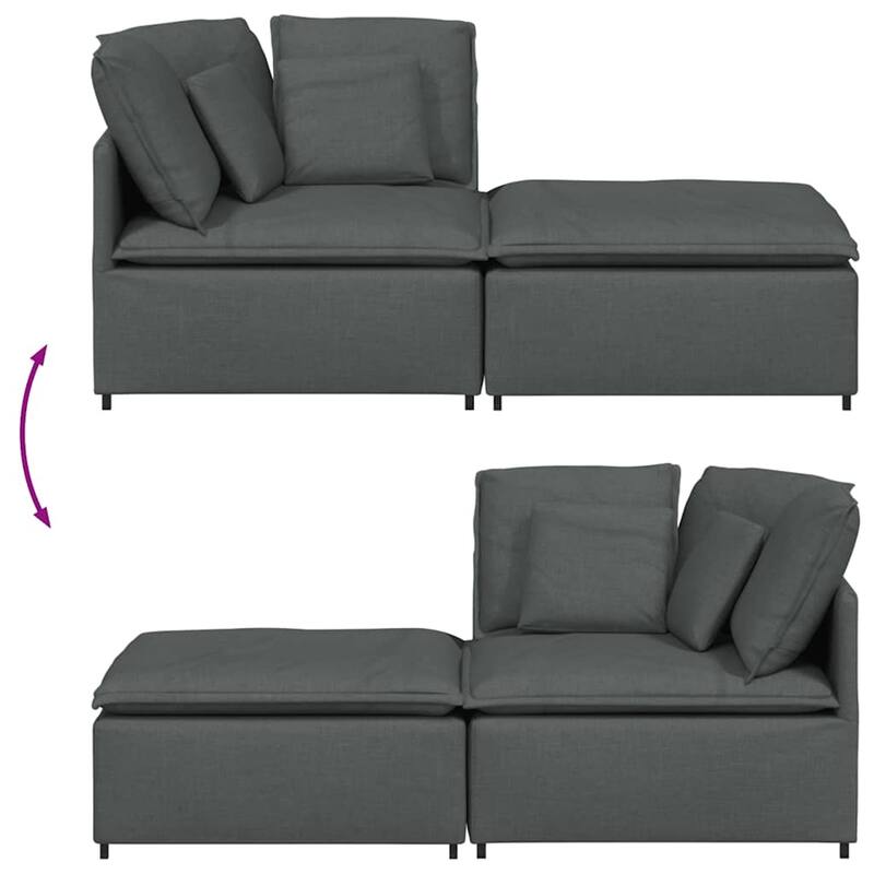 vidaXL Modular Sofa Dark Gray Fabric, Foam, Metal Oversized Modular - 39.4 x 78.7 x 25.2