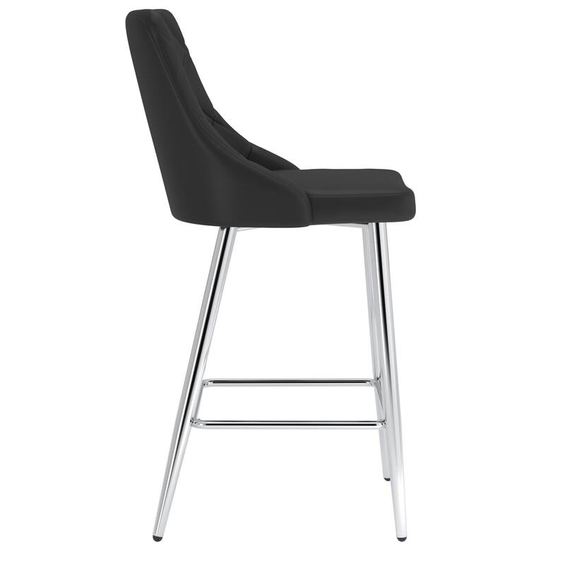 Contemporary Faux Leather and Metal 26" Counter Stool, Set of 4