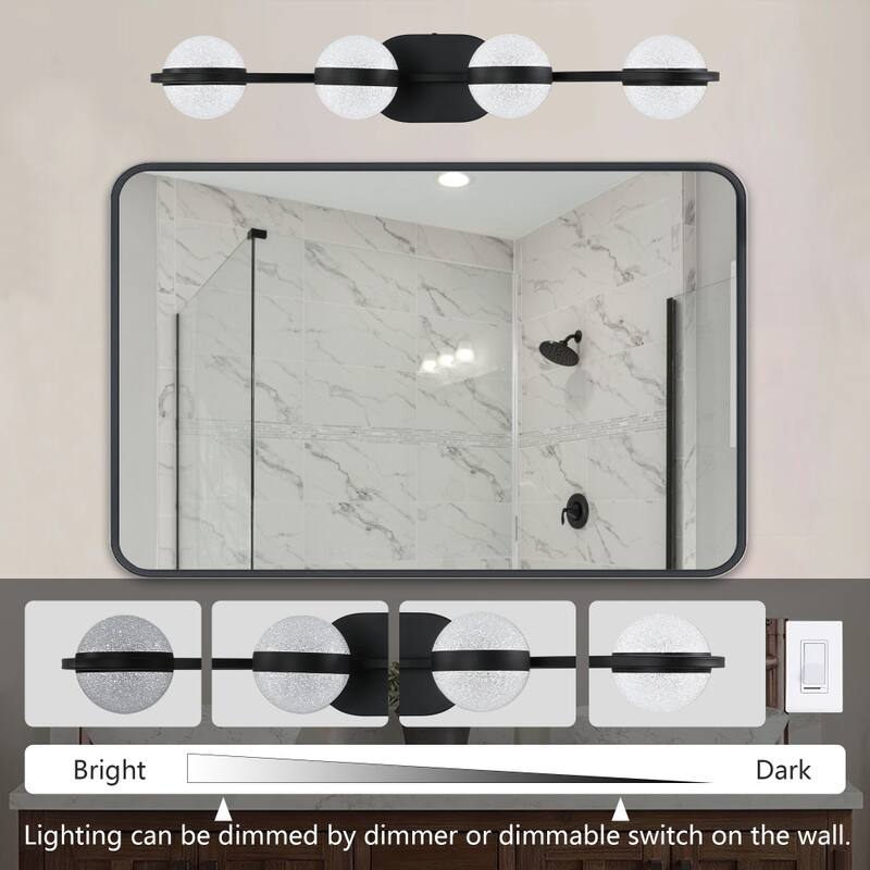 Minimalist Bathroom Vanity Light, LED 4 Bulb Frosted Glass Shades