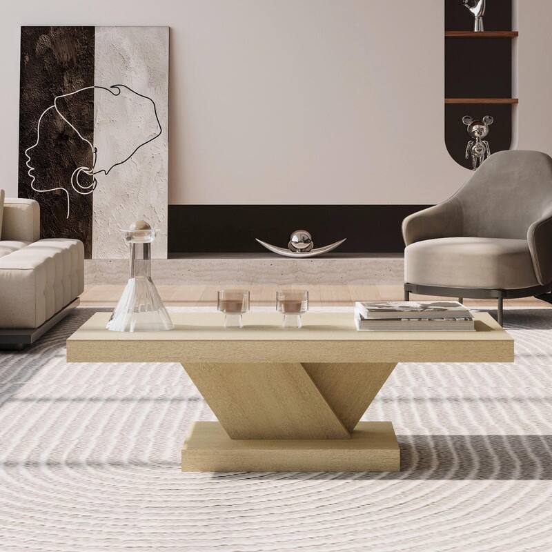 47" Modern Cross-Leg Coffee Table - Solid Wood Veneer Center Table with Sturdy X-Shape Design and Ample Storage