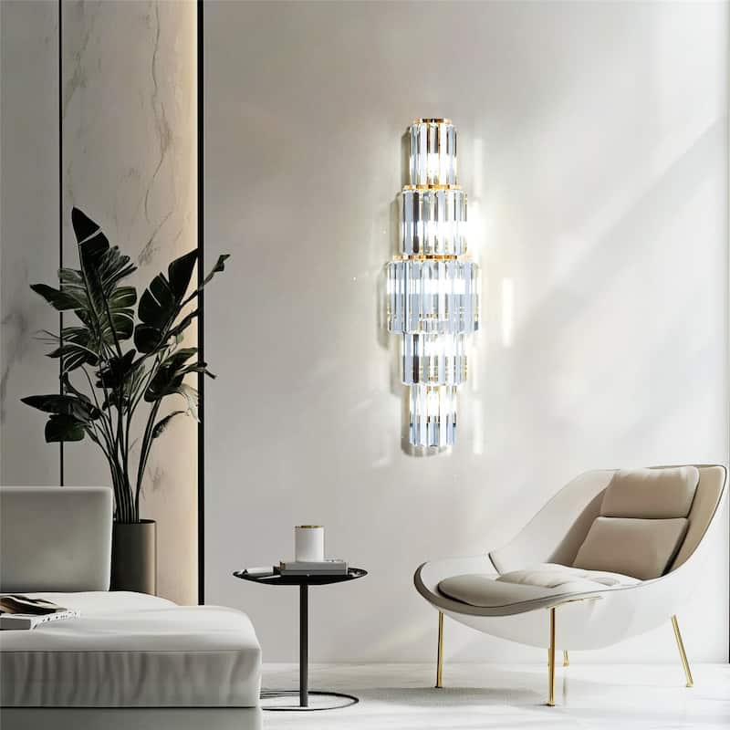 Modern Wall Sconce Contemporary Crystal Gold Bathroom Light Fixtures