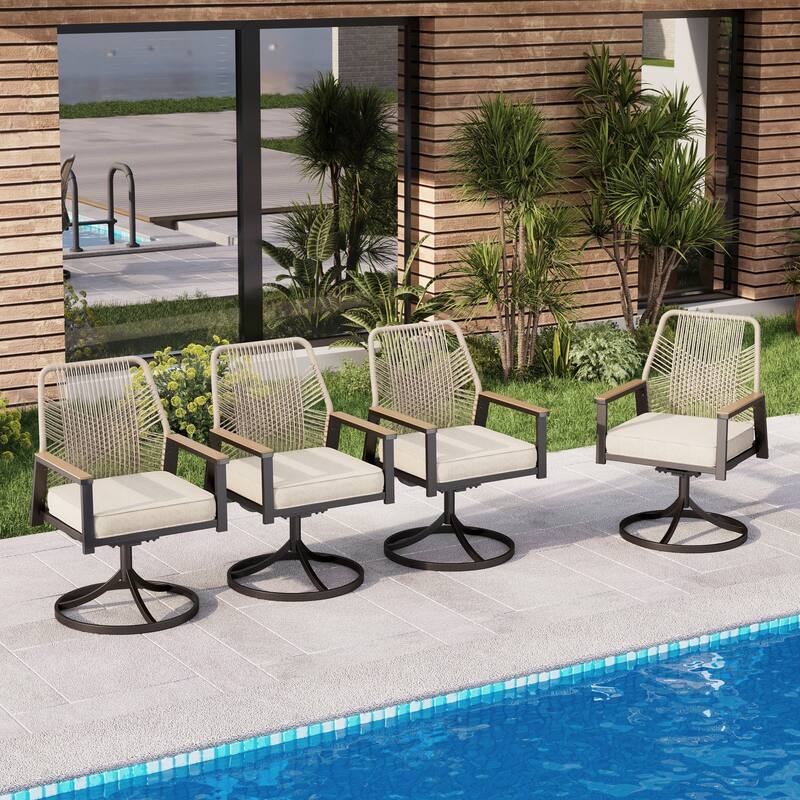 MAISON ARTS Outdoor Dining Chairs Set with Cushions - 4-piece Swivel Chair