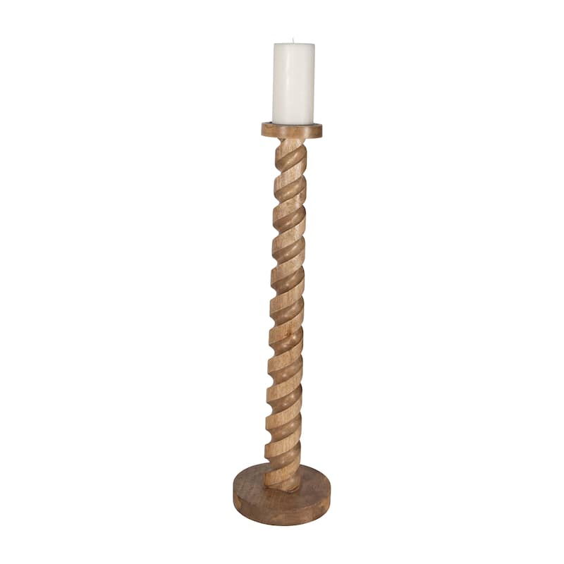 Sagebrook Home Mango Wood Spiral Candleholder - Elegant Home Decor