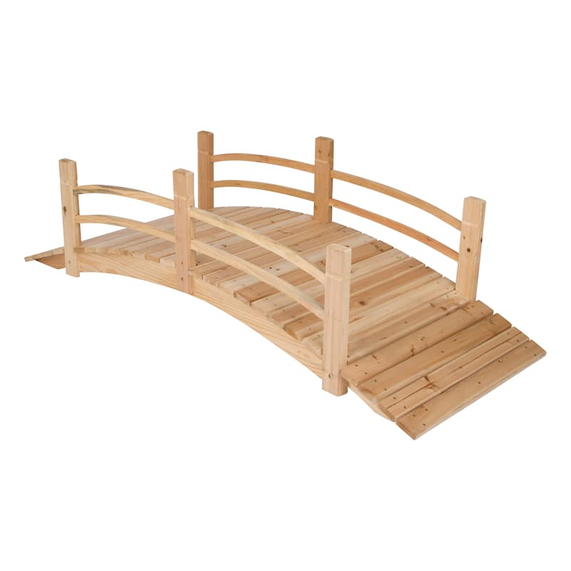 Serene Natural Wood Cedar Decorative Garden Bridge - 6-FEET