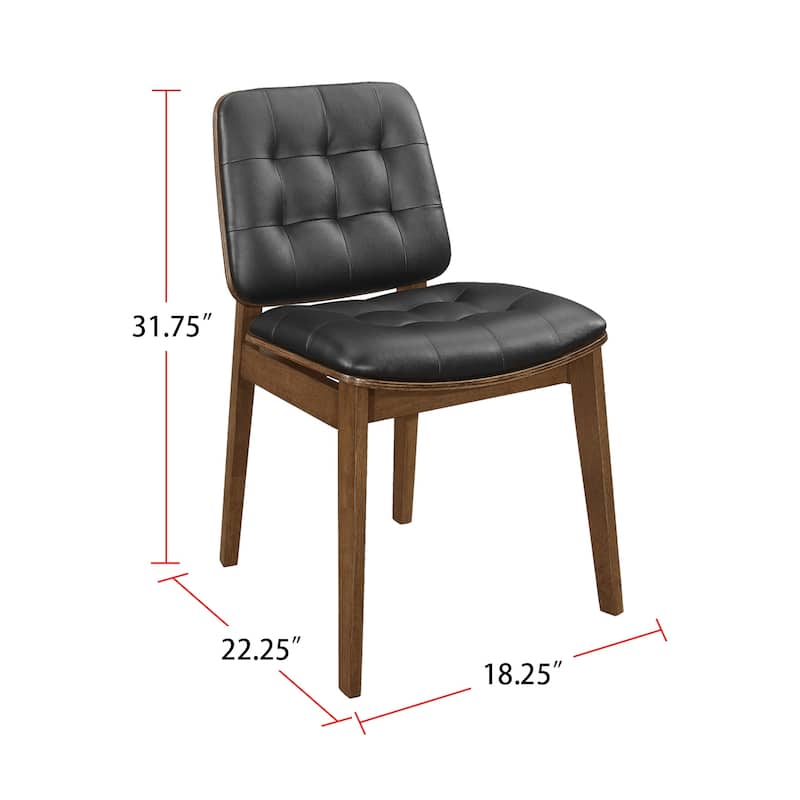 Set of 2 Side Chairs in Natural Walnut and Black
