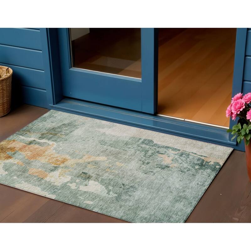 HomeRoots Abstract Transitional Rectangle Outdoor Rug - 3' x 5'
