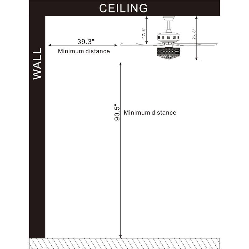 Callen 52 Inch Glam Style Chrome Finish Crystal Ceiling Fan 3 Light with Remote