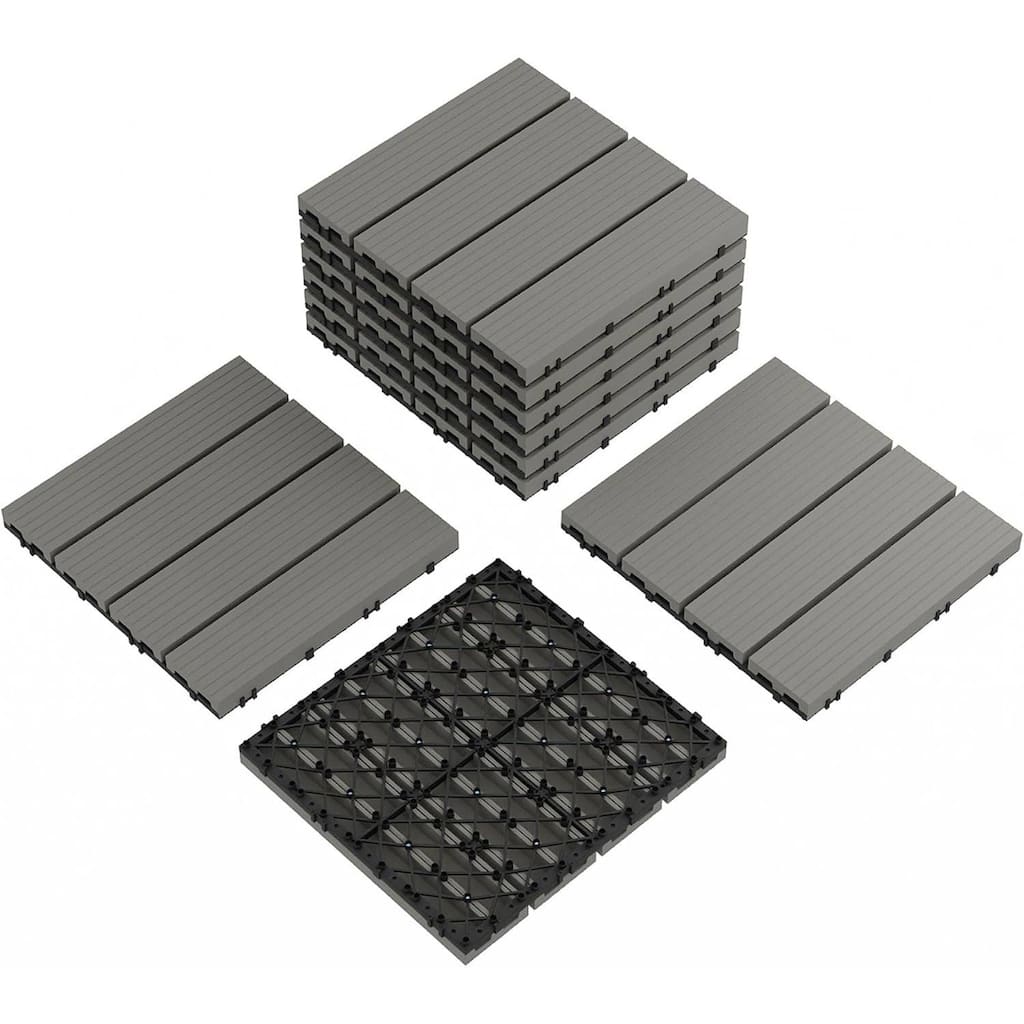 9-Pack 12"X12" Interlocking Patio Flooring Tiles for Patio, Balcony, Porch, Poolside