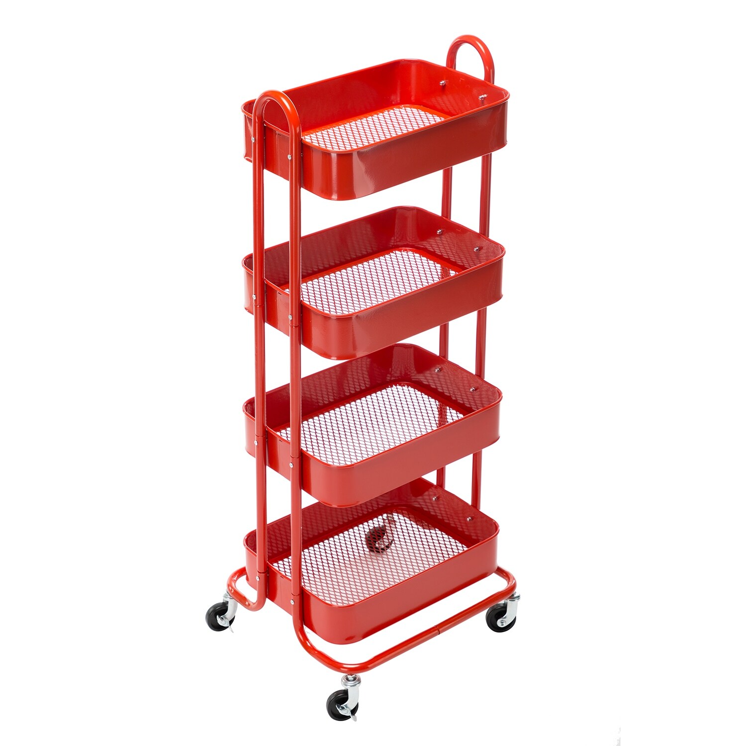 4-Tier Metal Utility Cart with Wheels Storage Shelves ...