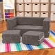 preview thumbnail 23 of 48, Jaxx Zipline Modular Kids Loveseat with Ottomans Charcoal