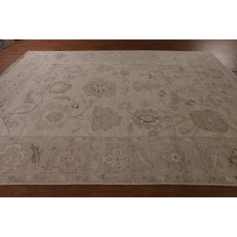 Vegetable Dye Oushak Turkish Rug Handmade Transitional Wool Carpet - 9'0" x 12'7"