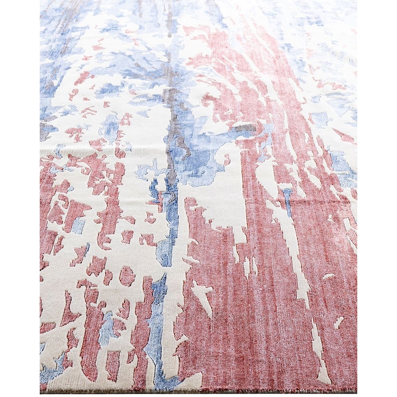Modern One-of-a-Kind Hand-Knotted Area Rug, Ivory - 9' 1" x 12' 2"