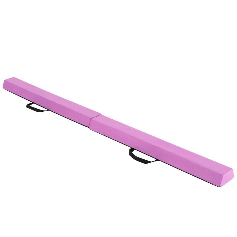 7 FT Folding Balance Beam Foam Floor Gymnastic Beam w/ Carry Handles - Purple