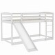 preview thumbnail 27 of 32, Minimalist Twin over Twin Wooden Floor Low Bunk Bed Kids Bed with Convertible Slide,Ladder and Guardrail