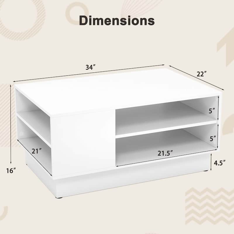 Costway 34" Long Rectangle Center Table Coffee Table with 2-Tier Open - See Details