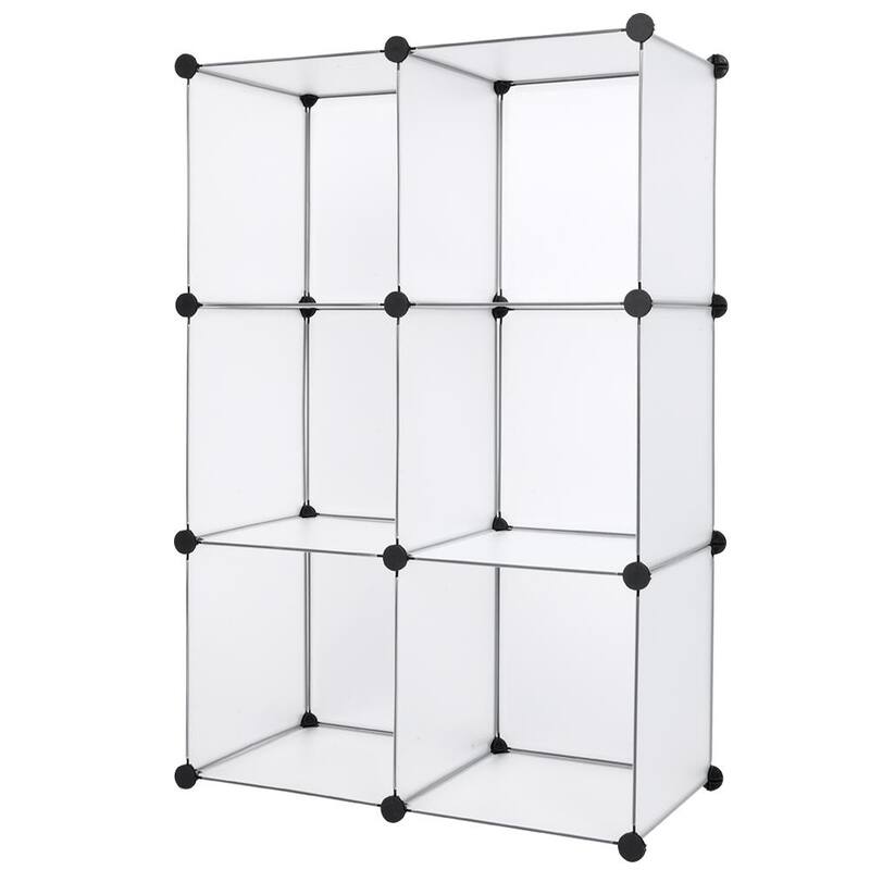6-Cube Grid Wire Storage Shelves DIY Closet Organizer Cabinet,White