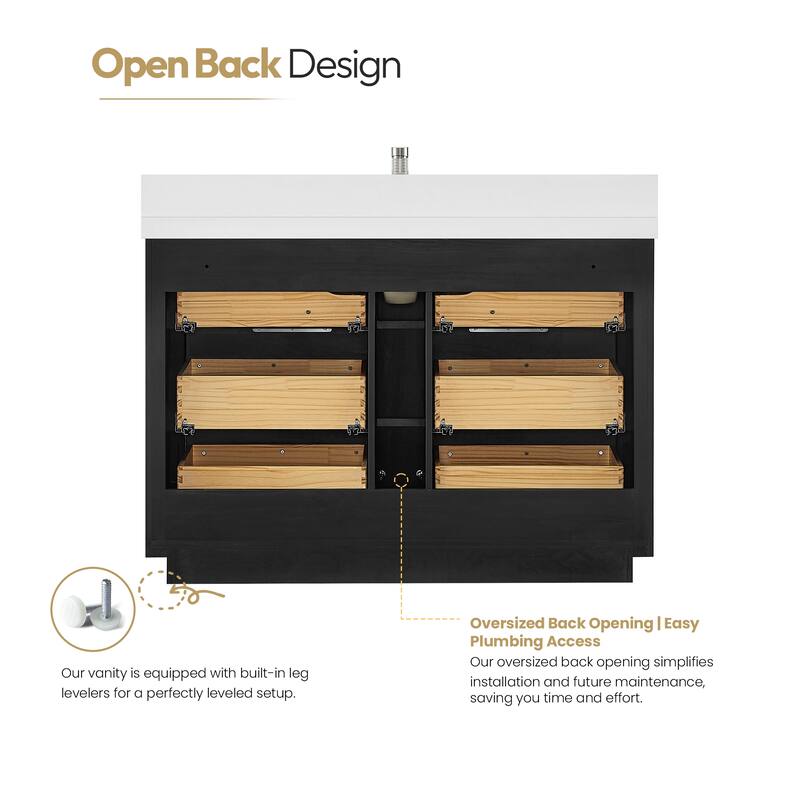 Santarem Single Vanity with Pure White Quartz Stone Top without Mirror