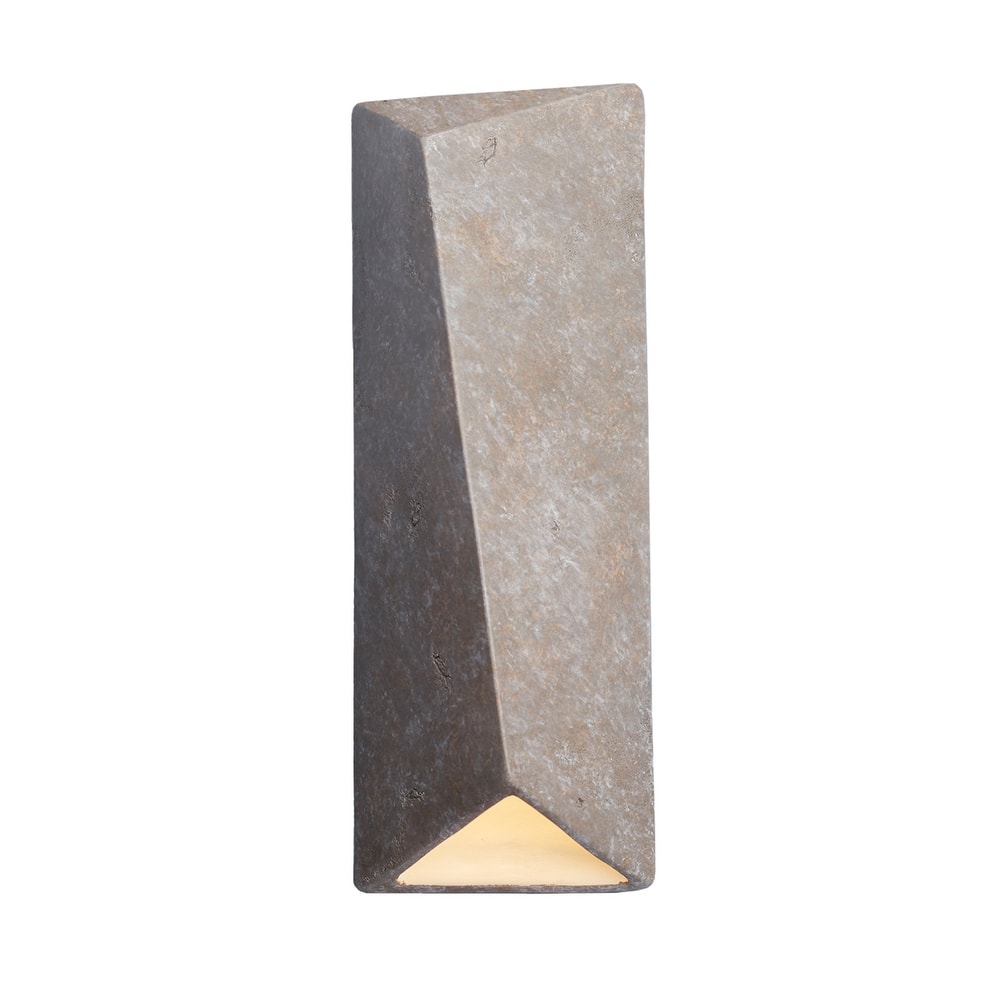 Justice Design Group Ambiance Large Outdoor LED Ceramic Diagonal Rectangle Wall Sconce with Closed Top