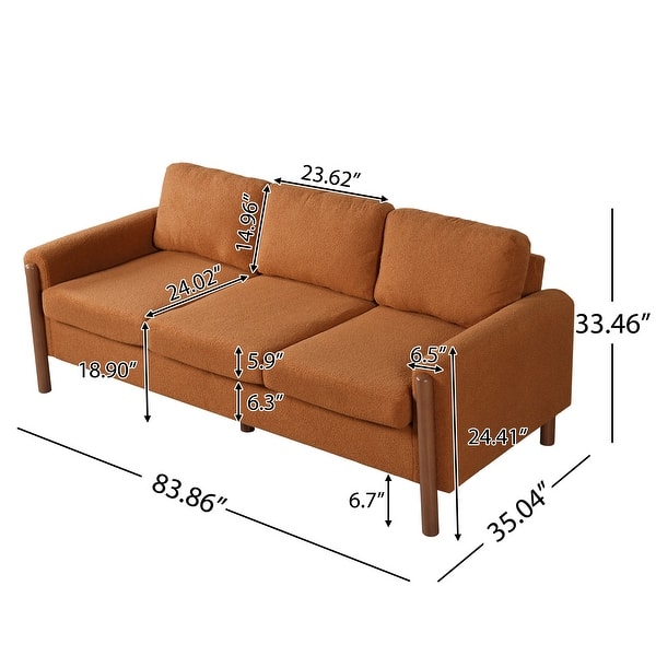 dimension image slide 1 of 4, Christopher Knight Home - Adley Modern Upholstered 83.86 Inch 3-Seater Sofa with Curved Armrests and Solid Wood Legs