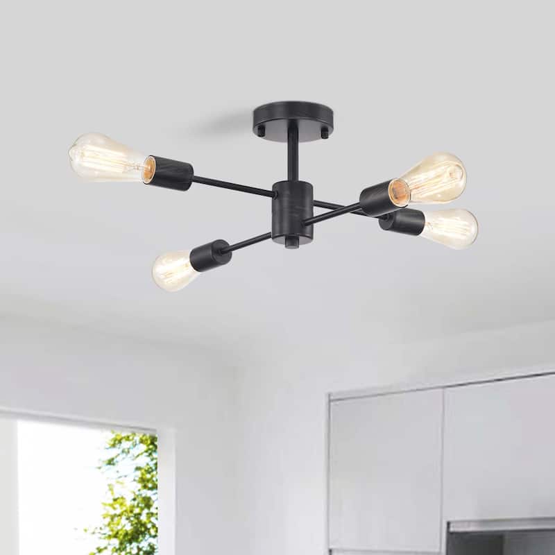 Lorena 4-light Sputnik Antique Black Finish Flush Mount