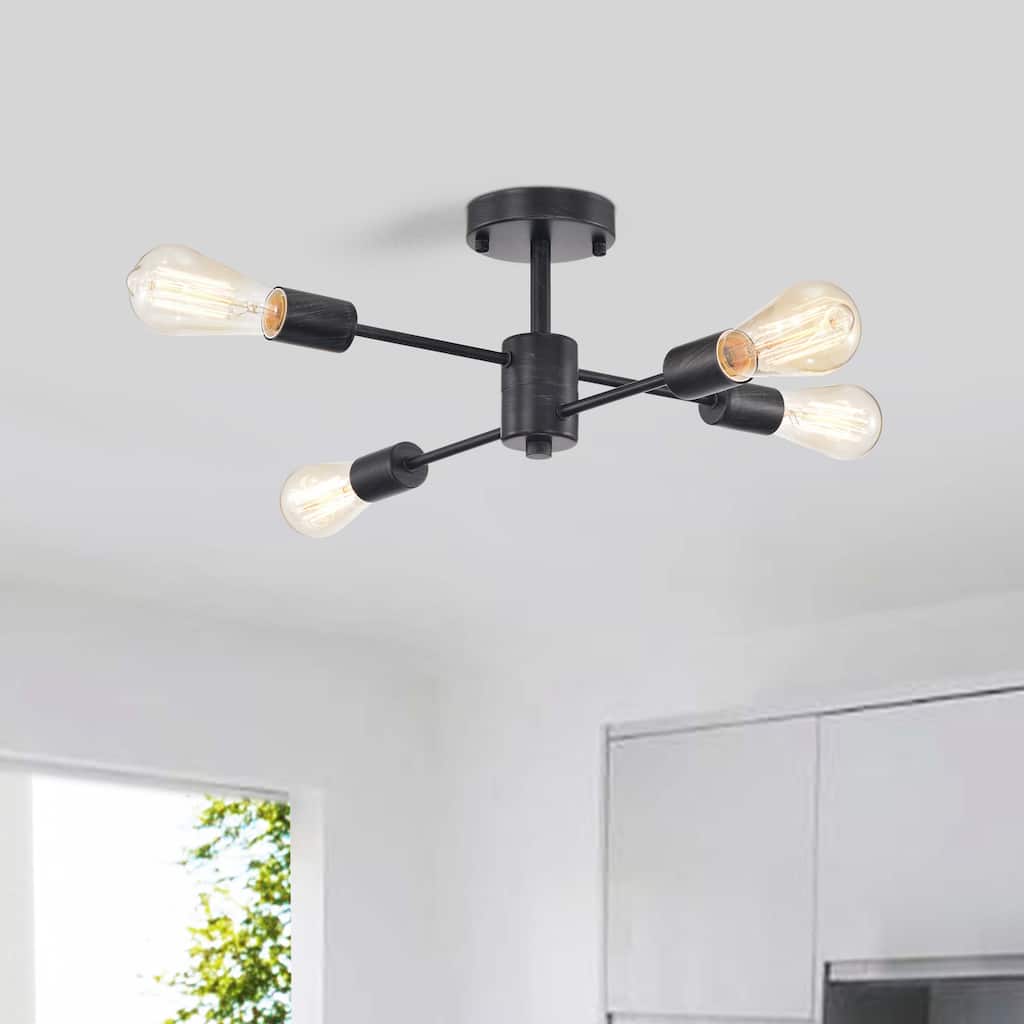 Lorena 4-light Sputnik Antique Black Finish Flush Mount