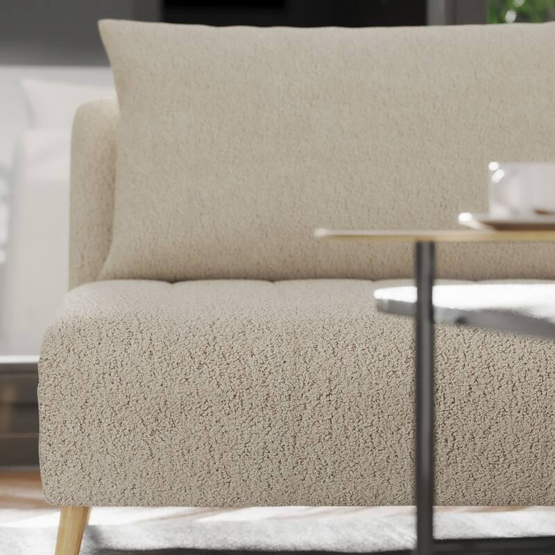 Upholstered Convertible Tri-Fold Chair with Pillow and Hideaway Legs - 75.5"D x 41"W x 30"H