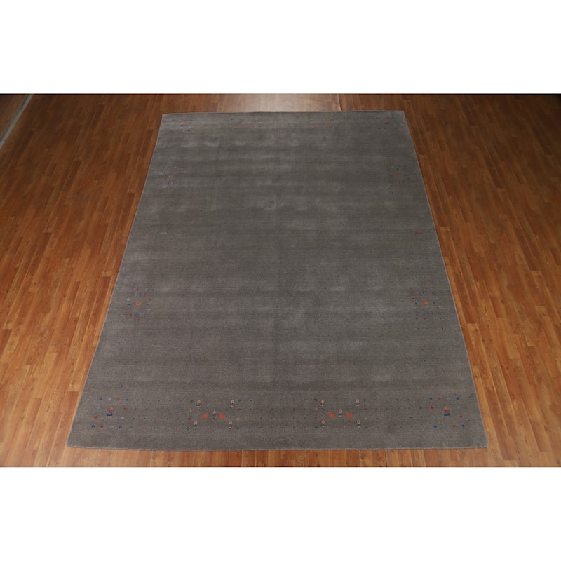Handmade Gray Gabbeh Indian Area Rug 9x12 - 9' x 12'