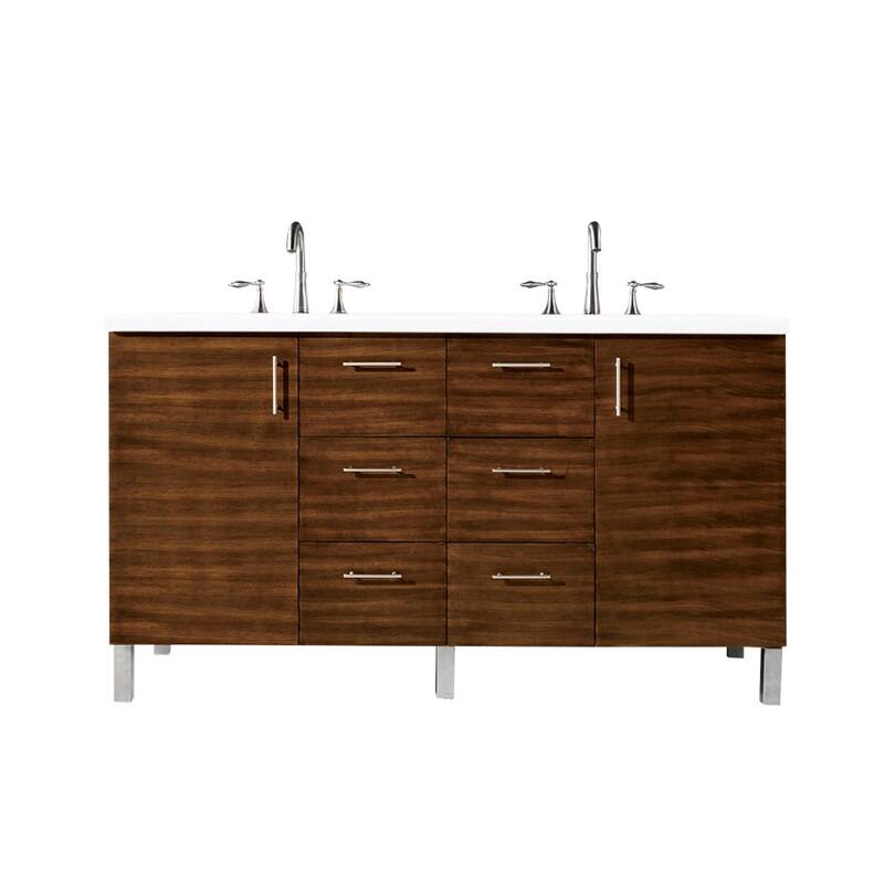James Martin Vanities 850-V60D-3WZ Metropolitan 60" Free Standing - American Walnut - Walnut Finish