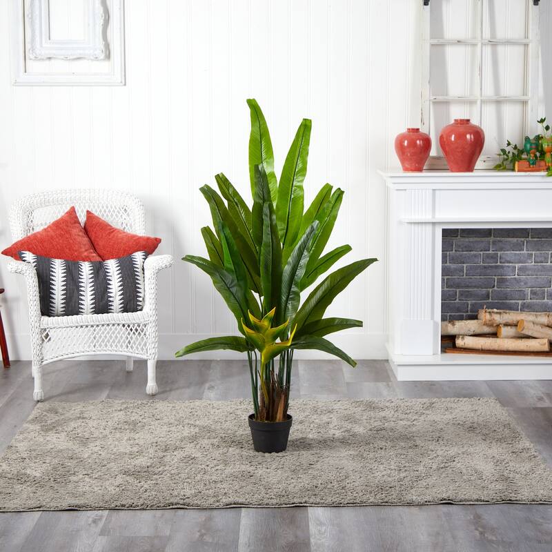 Artificial Travelers Palm Tree - 4.5Ft Indoor Tropical Plant Decor - Realistic Green Leaves & Stems - Home, Office, Living Room
