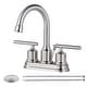 preview thumbnail 6 of 21, WOWOW 4 in. Centerset Double Handle Bathroom Faucet with Drain Kit Included Brushed Nickel