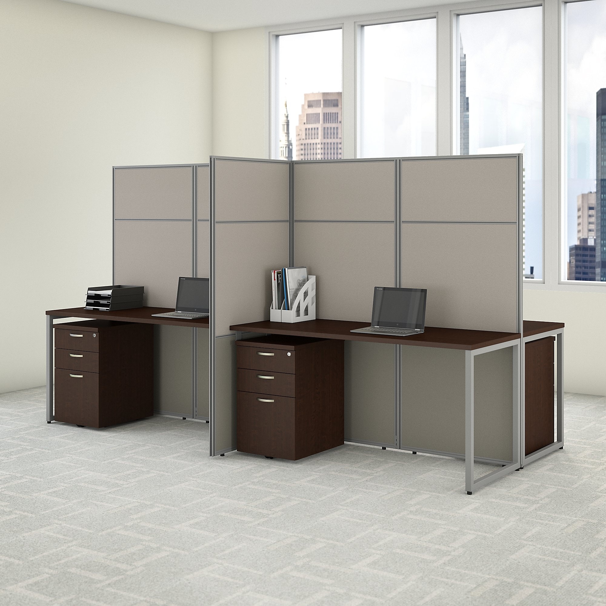 Easy Office 60W 4 Person Desk with Drawers by Bush Business Furniture